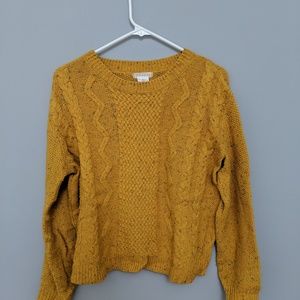 Cooperative Cable Knit Sweater Mustard Yellow